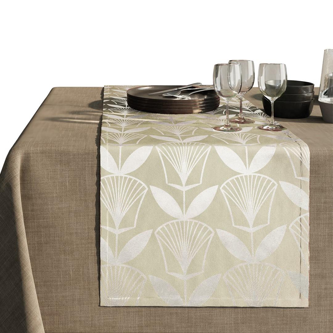 Dug 140x200 cm - AmeliaHome Floris, creme med plantemotiv billede