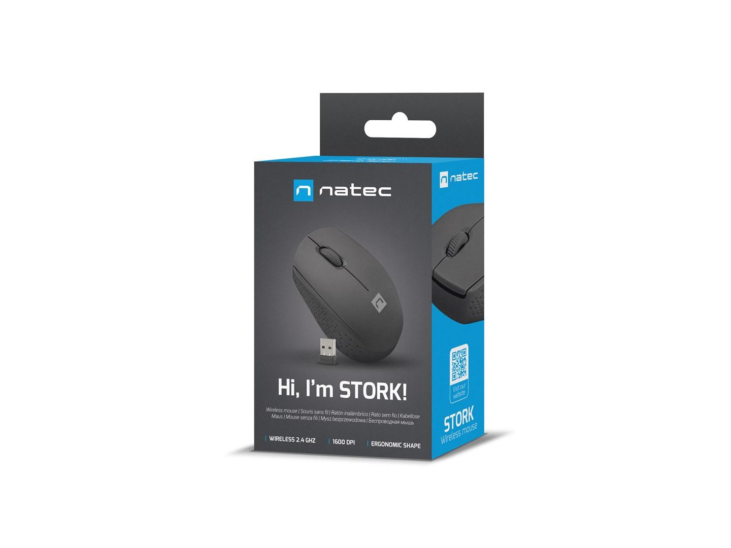 Trådløs mus NATEC STORK 2,4 GHz - 1600 DPI, optisk billede