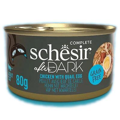 Vådfoder til kat – Schesir After Dark kyllingefilet med vagtelæg i bouillon, 80 g billede
