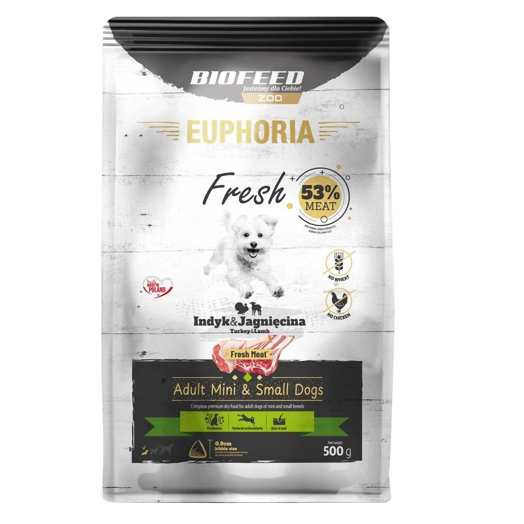 Hundefoder tørfoder BIOFEED Euphoria Fresh voksen kalkun & lam XS/S – 500 g billede