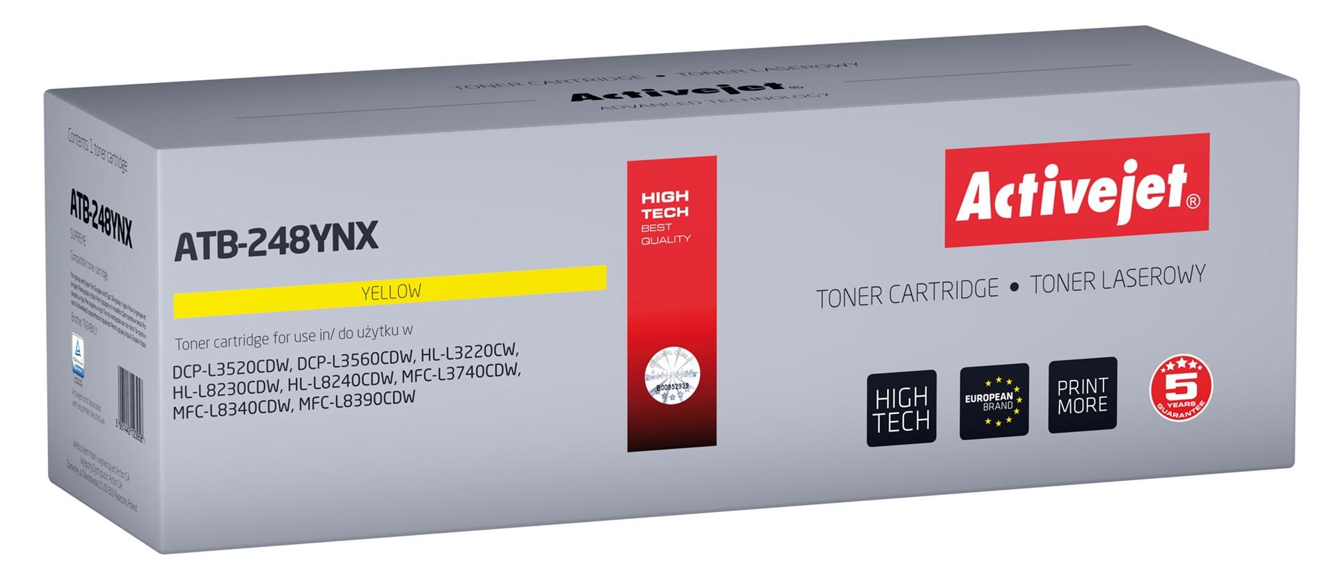 Toner til Brother – Activejet ATB-248YNX, gul, erstatter TN248XLY, 2.300 sider billede