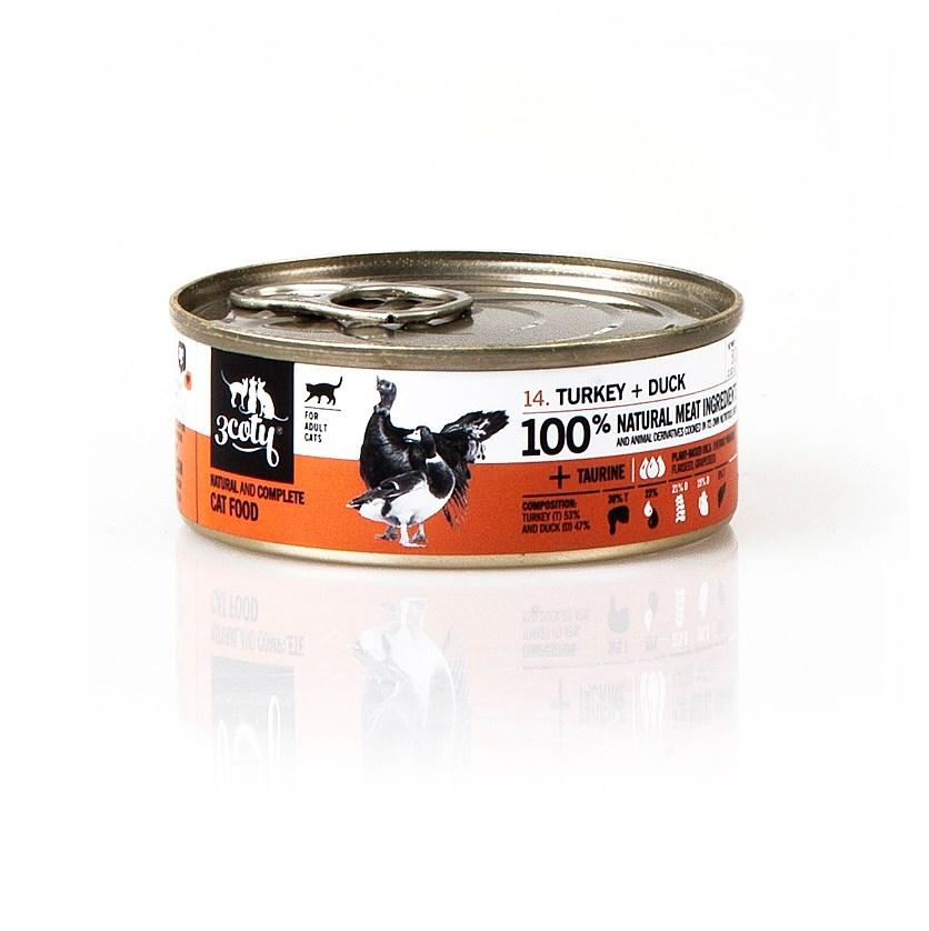 Vådfoder til kat – 3coty kalkun med and, 80 g billede