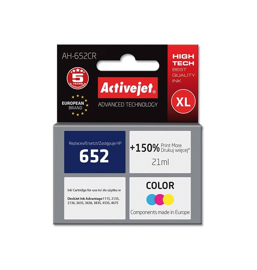 Blækpatron til HP 652 – Activejet Premium XL, farve, 21 ml billede