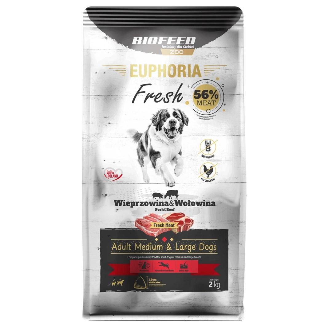Hundefoder tørfoder BIOFEED Euphoria Fresh Adult Medium & Large – svinekød med oksekød, 2 kg billede
