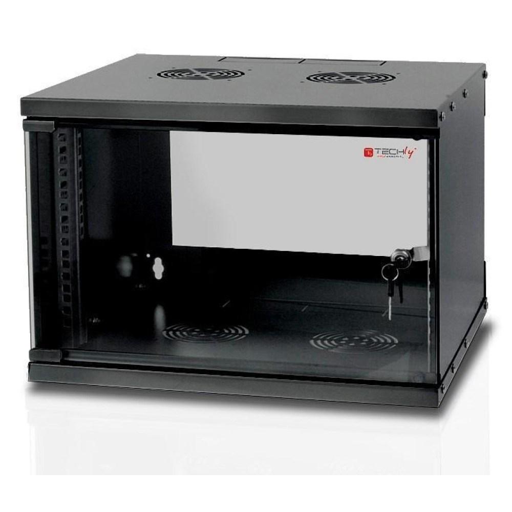 19" vægmonteret rackskab 6U - TECHly, Dybde 32 cm, sort billede