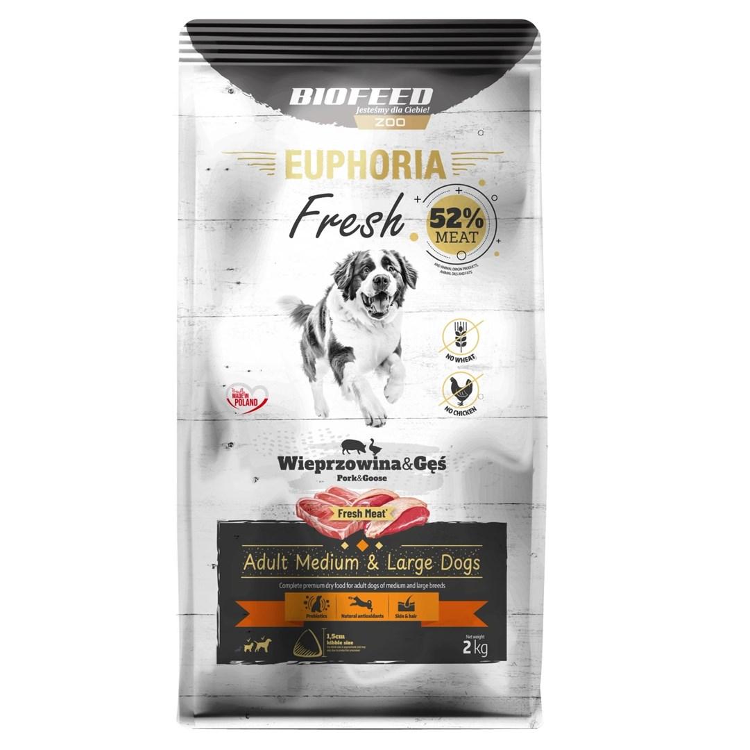 Hundefoder tørfoder BIOFEED Euphoria Fresh Adult Medium & Large – svin og gås, 2 kg billede