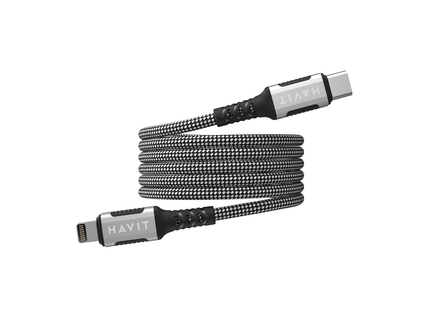 USB-C til Lightning kabel 1 m – Havit CB6298, magnetisk, sort billede