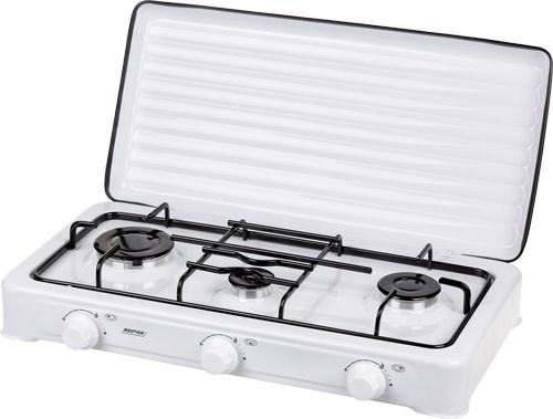 Gas kogeplade 60 cm – MPM KN-03/1K, bordmodel, 3 blus, hvid billede