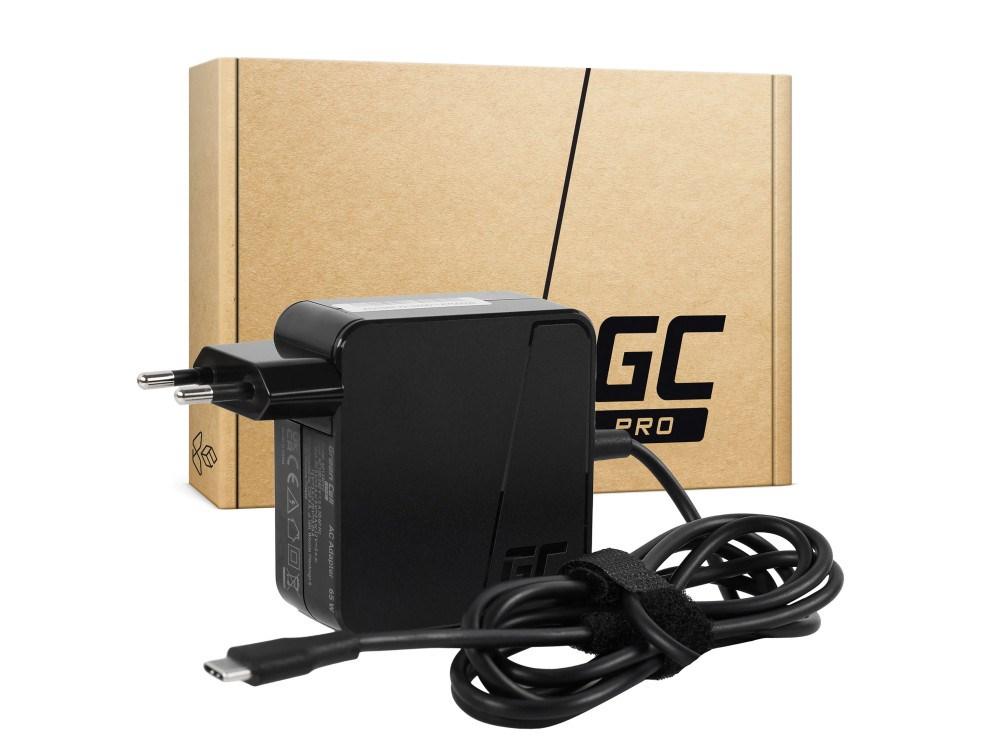 Strømforsyning til bærbar – Green Cell Universal USB‑C 65 W, sort billede
