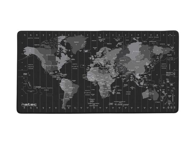 Musemåtte XXL NATEC Time Zone World Map - 80 × 40 cm billede