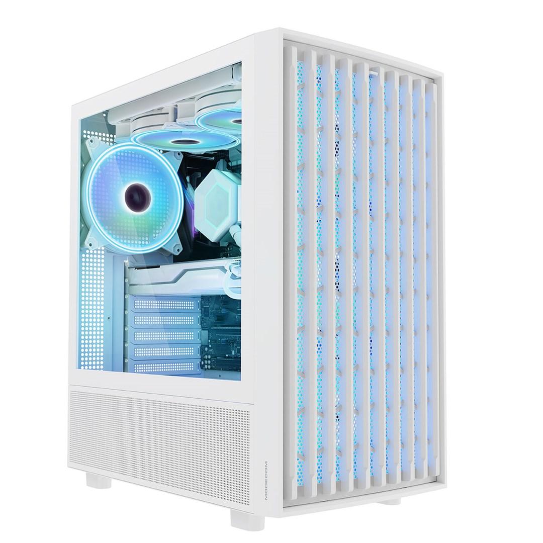 PC kabinet – MODECOM Breeze ARGB Flow Midi Tower, hvid, USB 3.0 + USB-C billede