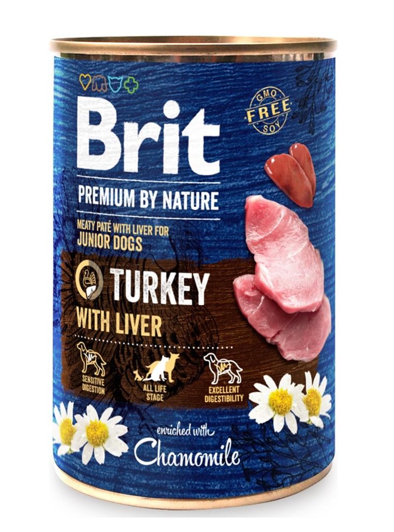 Hundefoder vådfoder Brit Premium by Nature Junior kalkun med lever 400 g billede