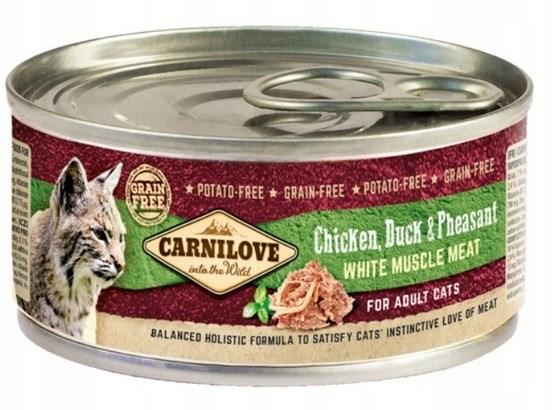 Vådfoder til kat - CARNILOVE Kylling, And & Fasan (hvidt muskelkød) 100 g billede