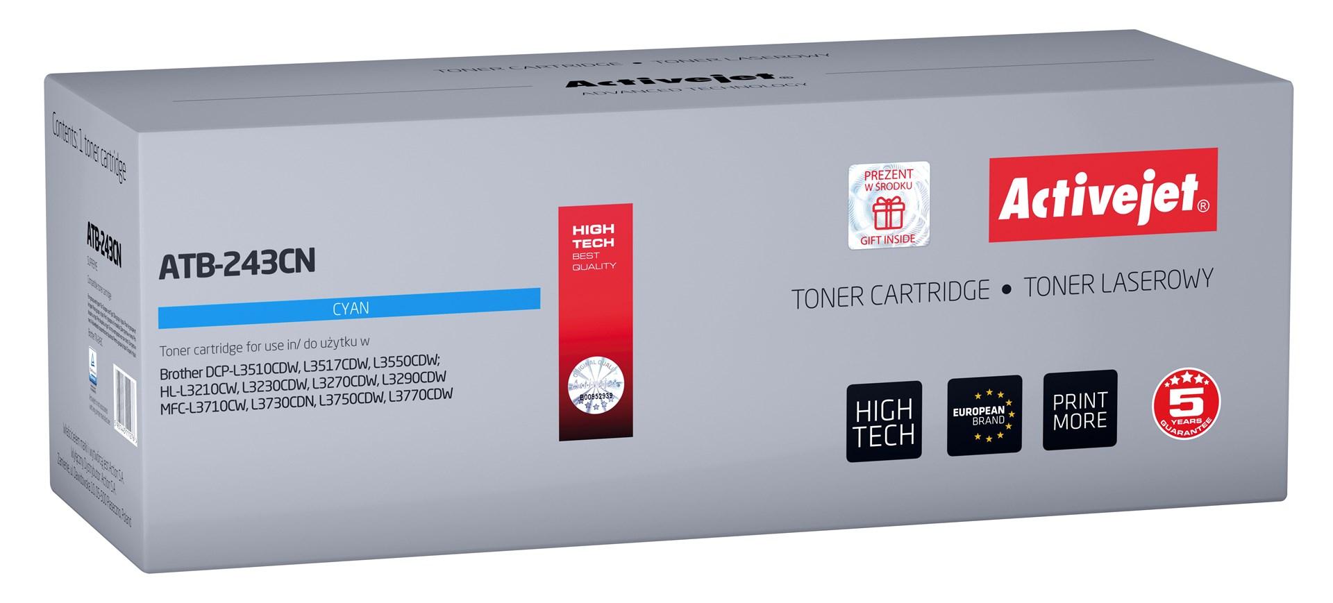 Toner til laserprinter Activejet ATB-243CN – cyan – kompatibel med Brother TN-243C – ca. 1.000 sider billede