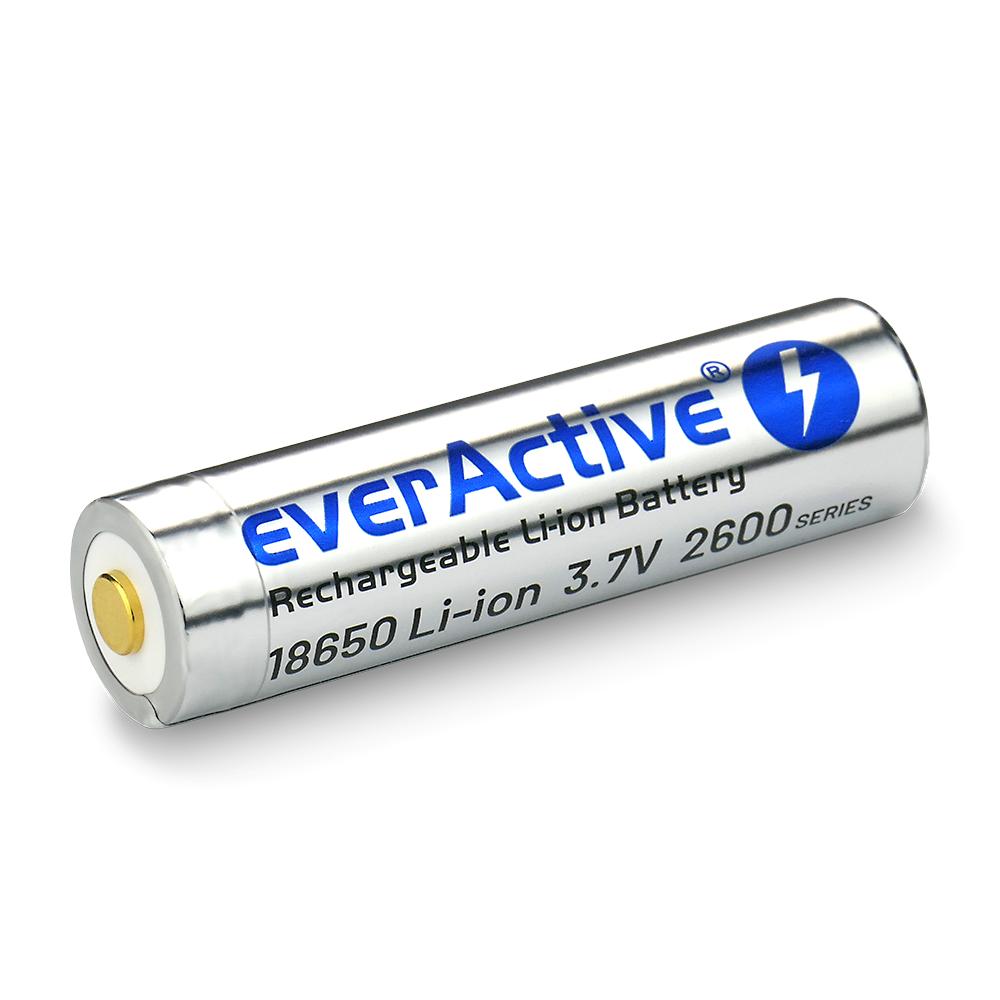 Genopladeligt batteri 18650 3,7 V Li‑ion 2600 mAh – everActive med micro USB og beskyttelsesboks billede