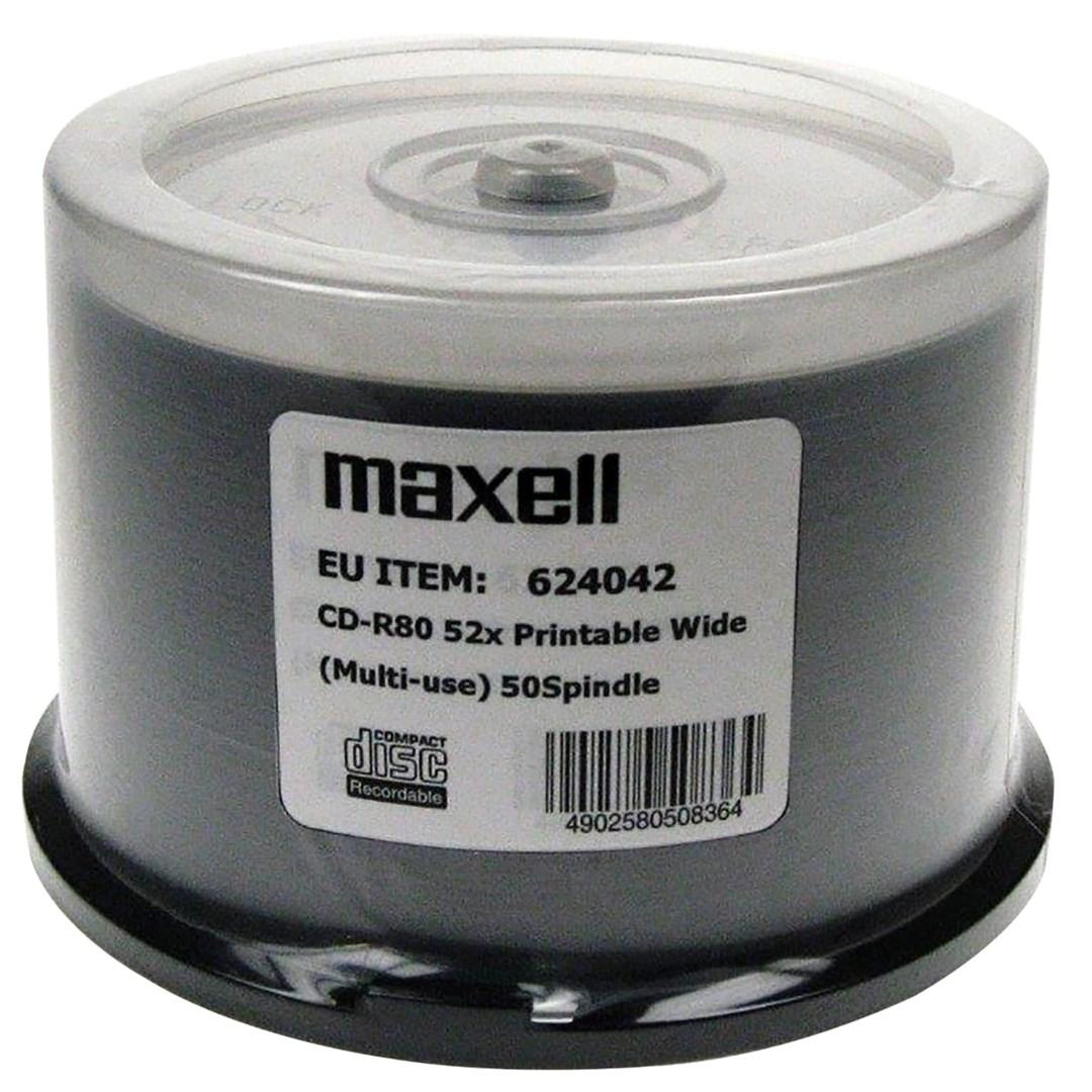 CD-R skiver Maxell 700 MB 52x - 80 min (50-pack) printbare billede