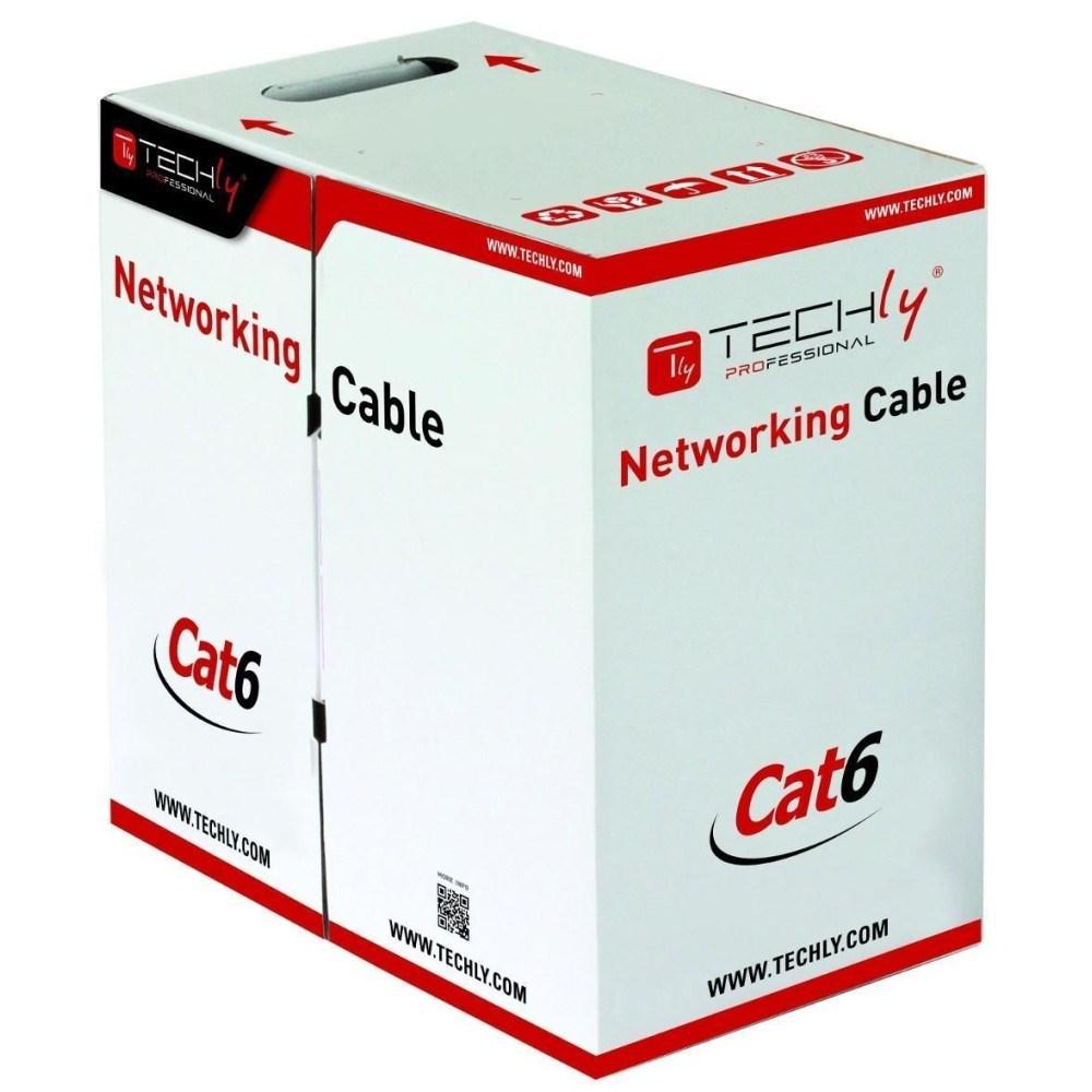 Netværkskabel Cat6 – TECHly U/UTP CCA 305 m, solid, grå billede