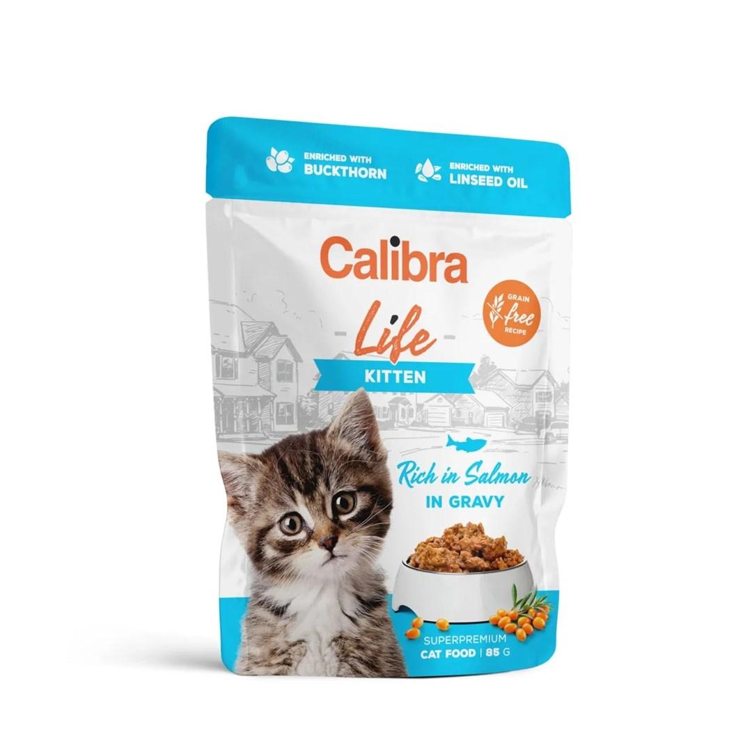 Vådfoder til kat – Calibra Life Kitten, laks i sovs, 85 g billede