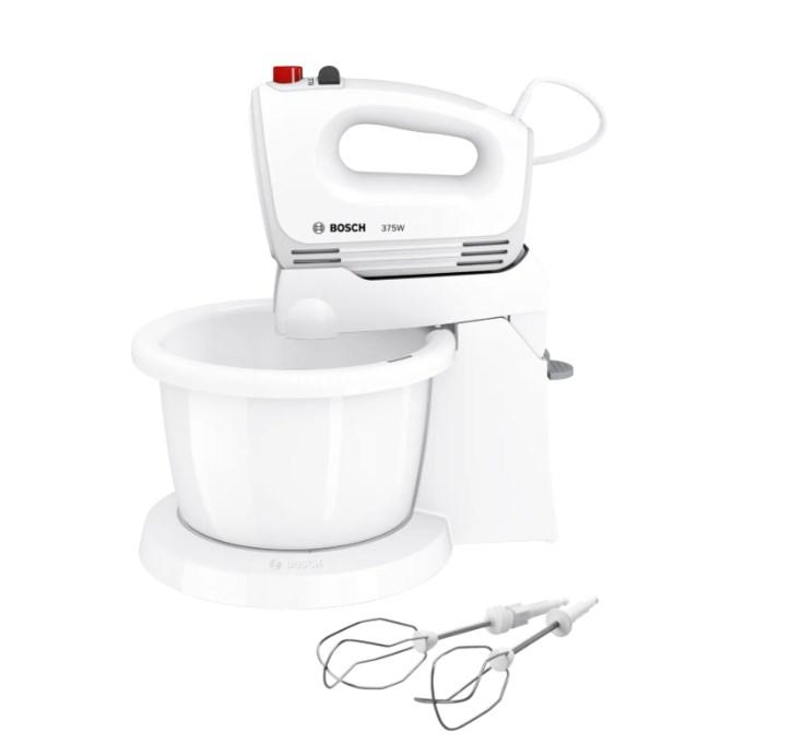 Håndmixer Bosch MQWPL2000 med skål – hvid, 375 W billede