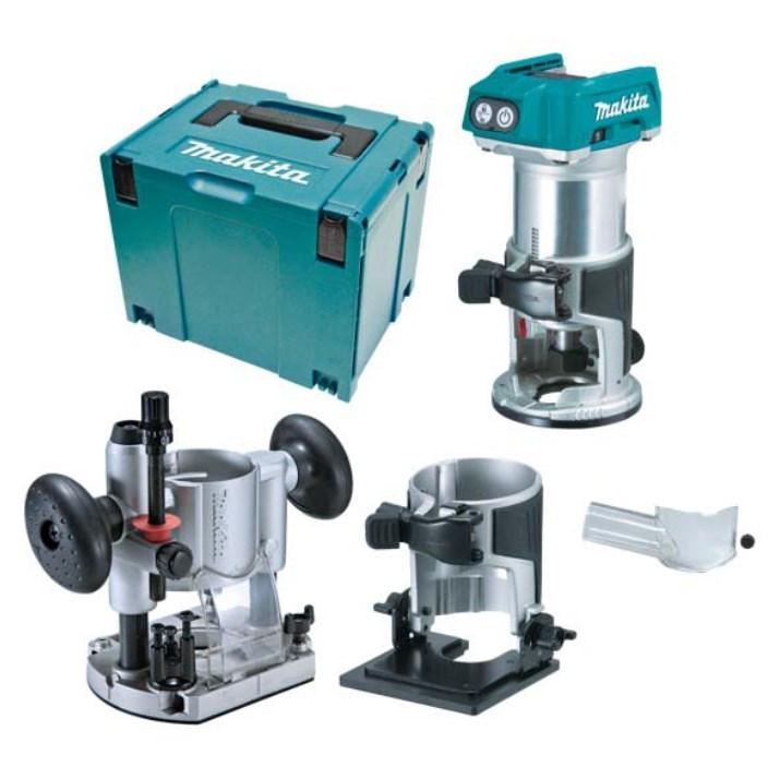 Makita DRT50ZJX2 batteridrevet overfræser med kuffert - 30.000 omdr./min., sort/blå/sølv