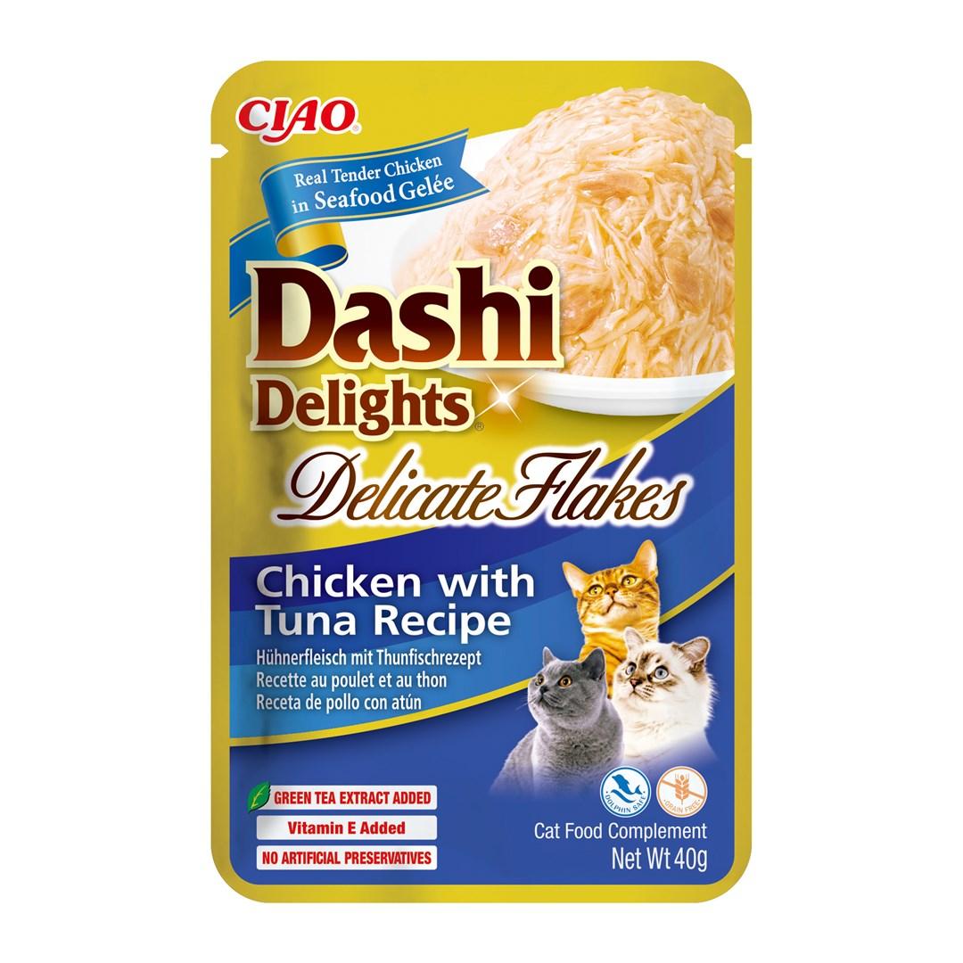Kattesnack INABA Dashi Delights Delicate Flakes – Kylling med tun, 40 g billede