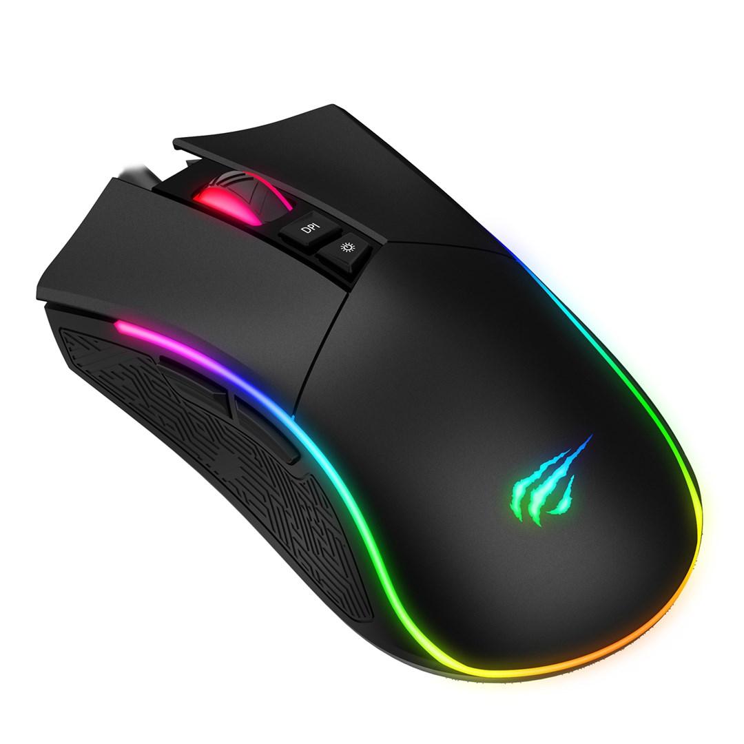 Gaming mus Havit MS1001S - kablet, højrehåndet, RGB, sort/grå