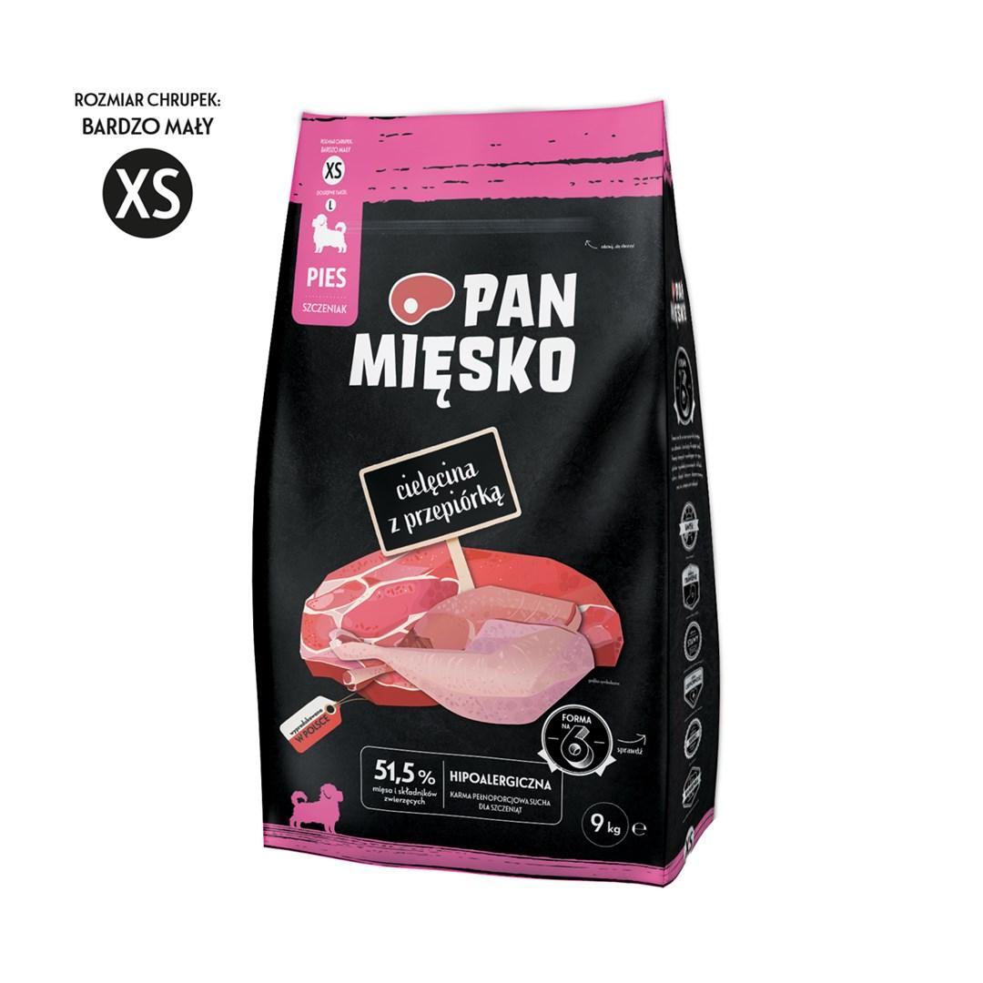 Hundefoder tør PAN MIĘSKO kalv med vagtel XS – hvalp, 9 kg billede