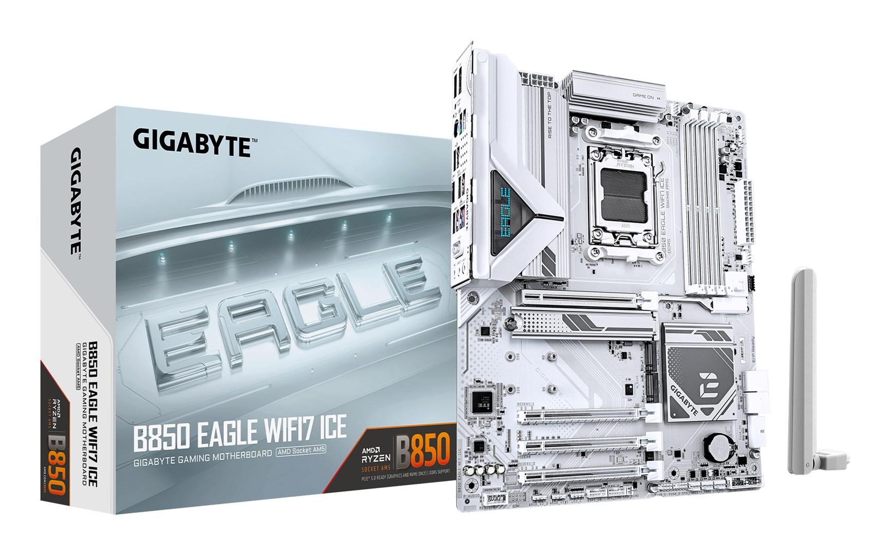 Bundkort Gigabyte B850 Eagle WiFi 7 ICE - AM5, DDR5, PCIe 5.0 M.2, 2,5 GbE