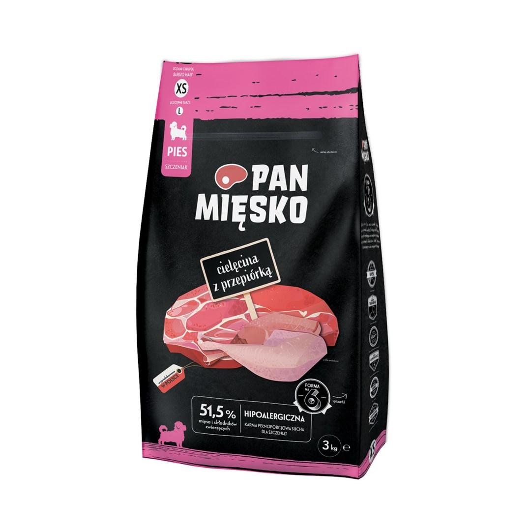 Hundefoder tørfoder PAN MIĘSKO kalv med vagtel XS hvalp 3 kg billede