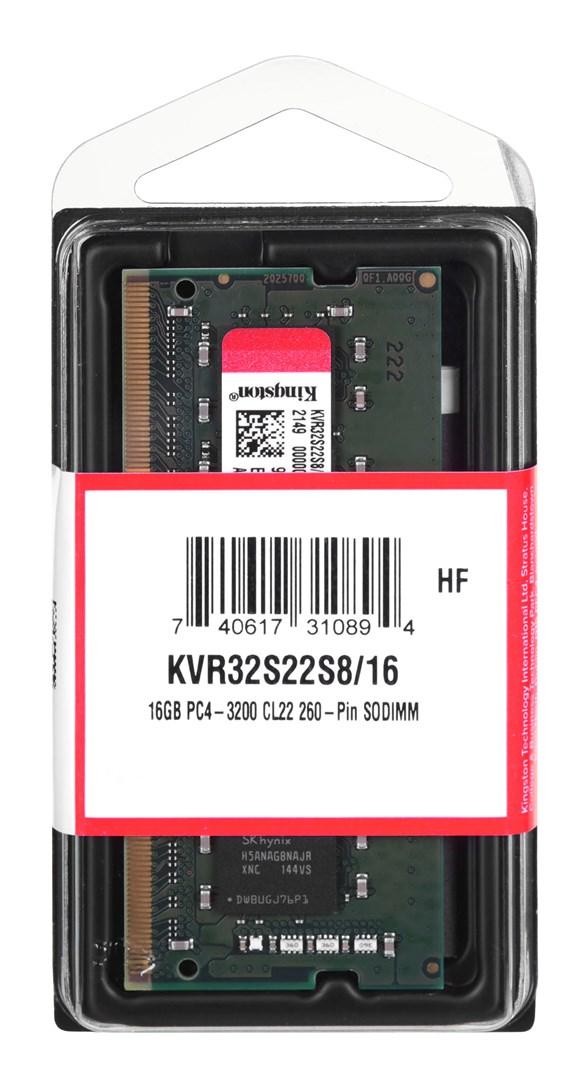 Kingston KVR32S22S8/16 16 GB DDR4 3200 MHz SO-DIMM RAM til bærbar computer, CL22