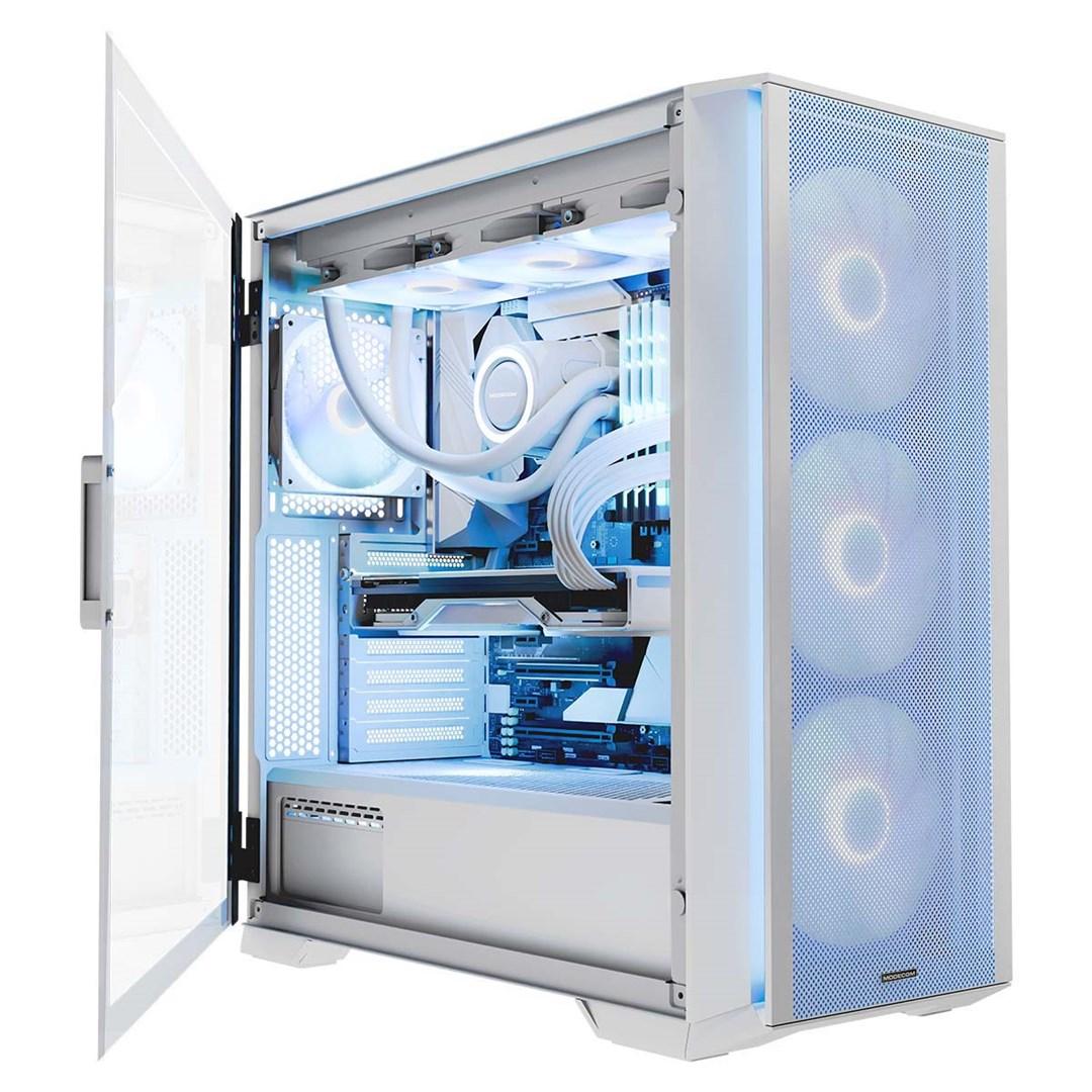 PC kabinet – MODECOM Horizon ARGB Flow Midi Tower, hvid, USB 3.0 x2 + USB-C billede