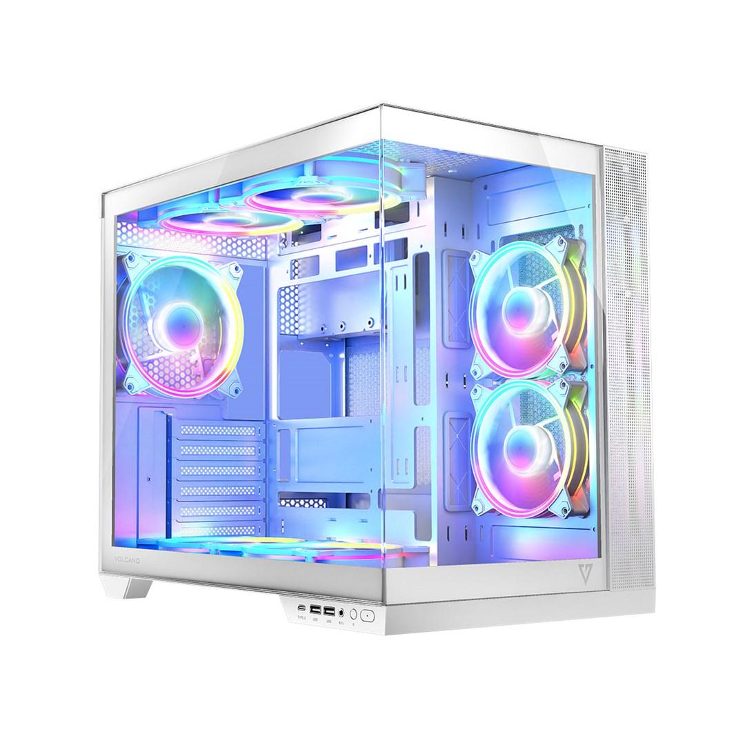 PC kabinet MODECOM Volcano Panorama APEX ARGB 7F MIDI – hvid, tempereret glas billede