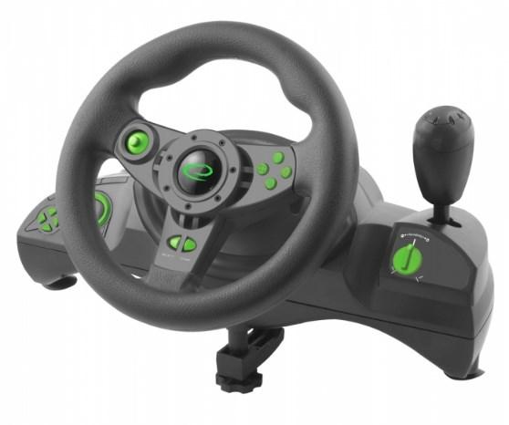 Rat til PC - Esperanza EGW102 med pedaler, gearskifter og vibration - sort/grøn billede