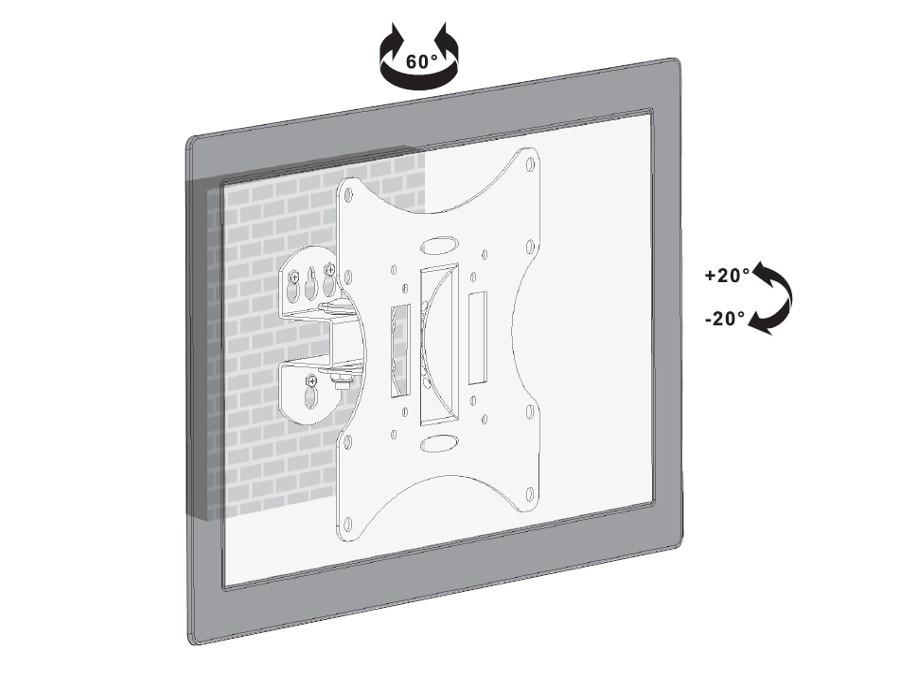 TV vægbeslag Maclean MC-501A, 23–42", VESA 75x75–200x200, 30 kg, sort billede