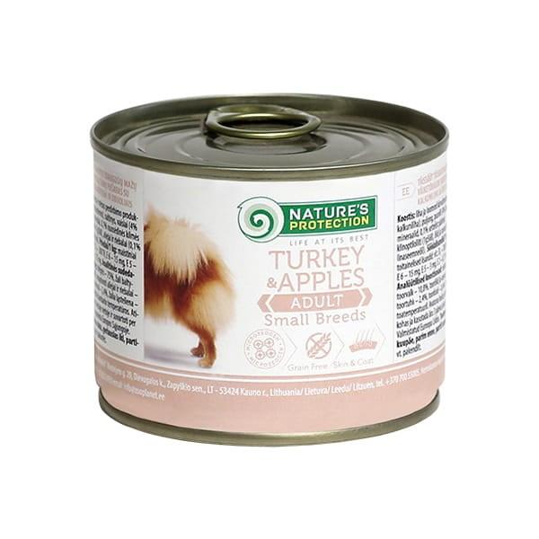 Hundefoder vådfoder NATURE'S PROTECTION Adult Small – kalkun & æble, 200 g billede