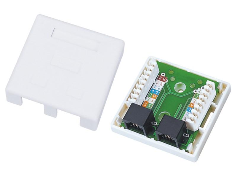 Netværksudtag Alantec 2xRJ45 - hvid billede