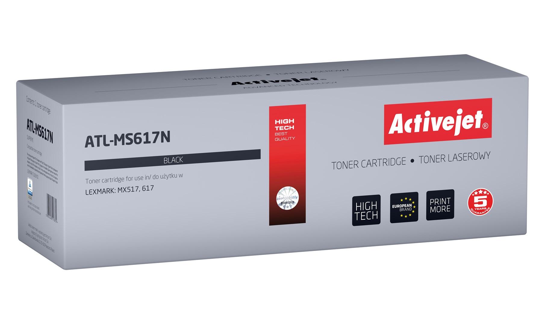 Toner til laserprinter – Activejet ATL-MS617N, sort, kompatibel med Lexmark 51B2X00 (Supreme, 20.000 sider) billede