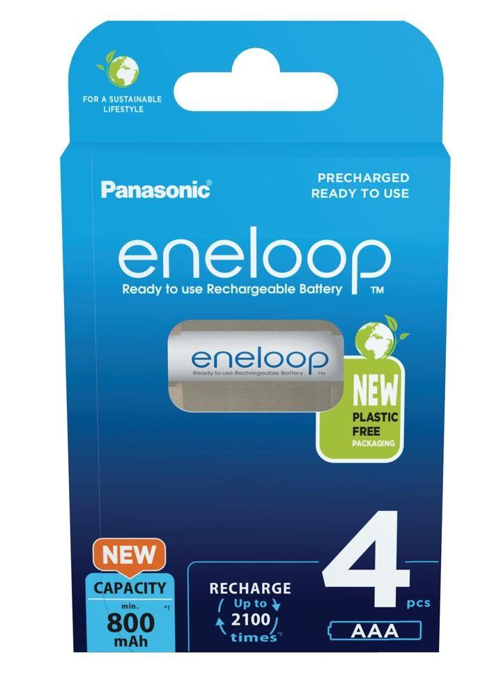 Panasonic eneloop AAA genopladelige batterier 800 mAh 4 stk. - Ni-MH, 1,2 V, hvide