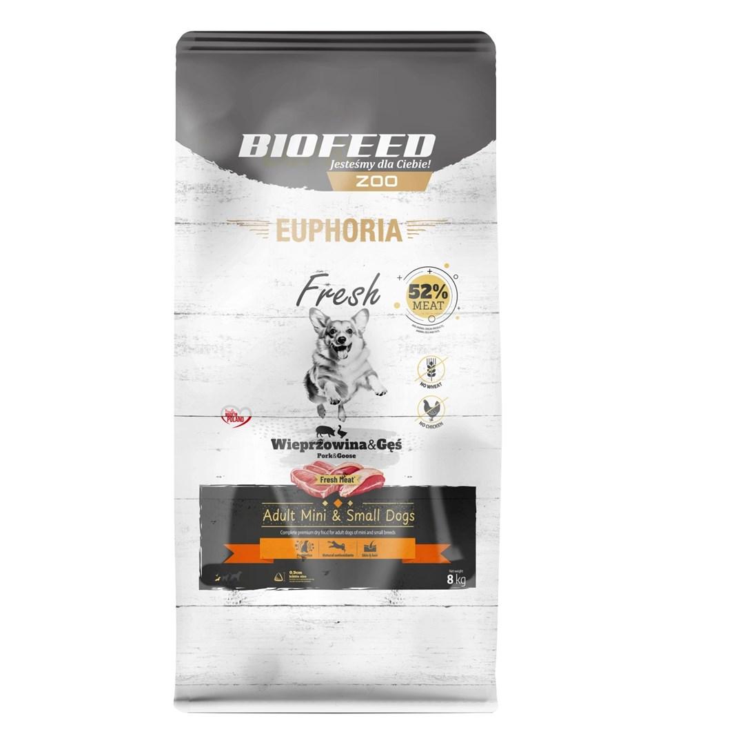 Hundefoder tørfoder BIOFEED Euphoria Fresh Adult Mini & Small – svinekød med gås, 8 kg billede