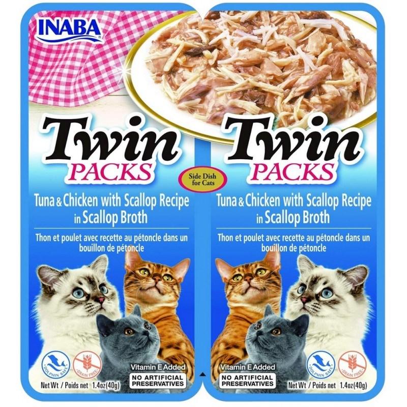 Kattesnack INABA Twin Packs – tun med kylling og kammusling i bouillon, 2×40 g billede
