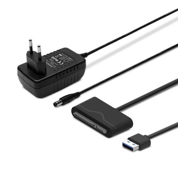 USB 3.0 til SATA III adapter – Savio AK-39 med strømforsyning (sort) billede