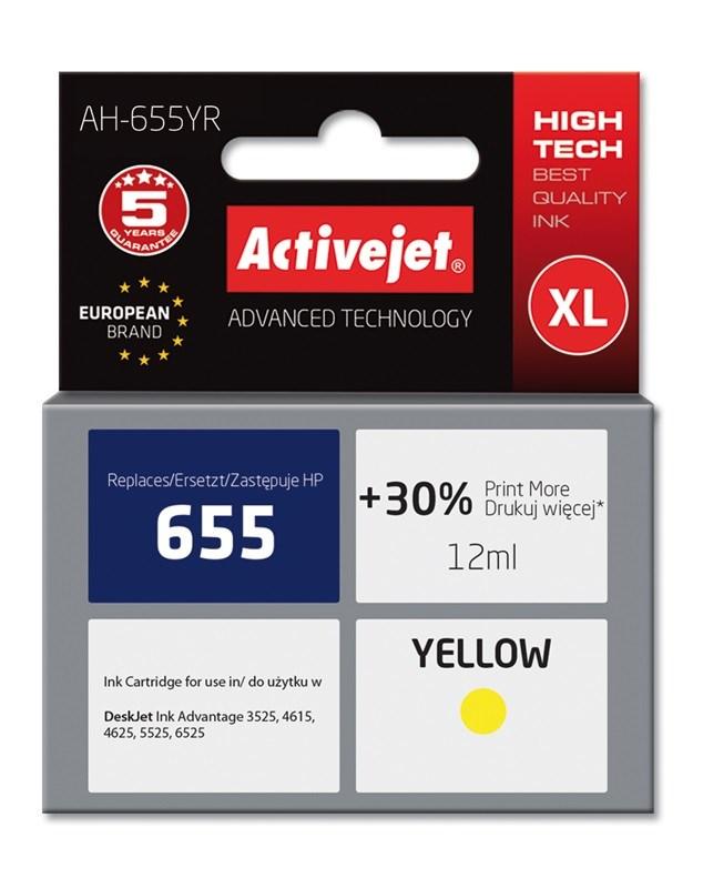 Blækpatron til HP 655 – Activejet Premium XL, gul, 12 ml billede