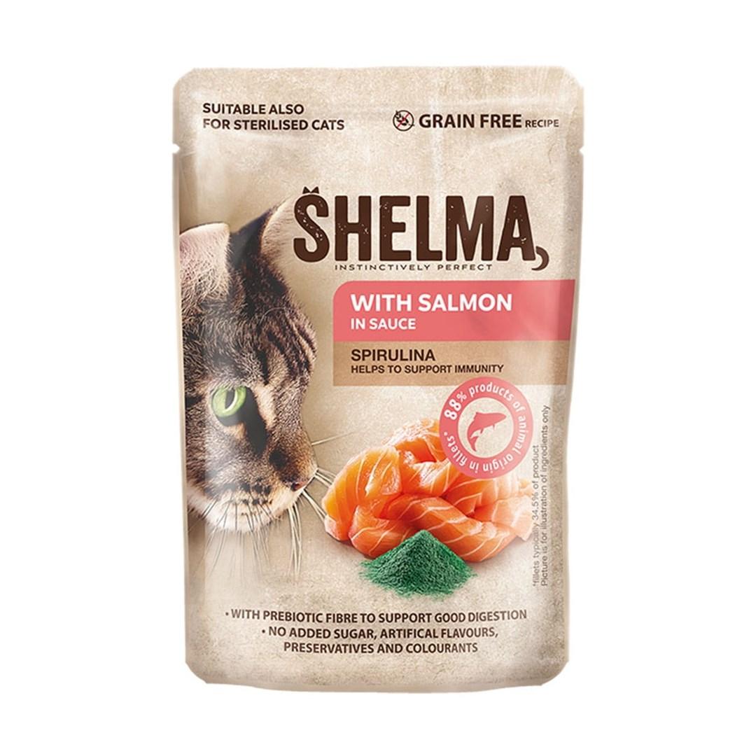 Vådfoder til kat – SHELMA med laks i sauce, 85 g billede