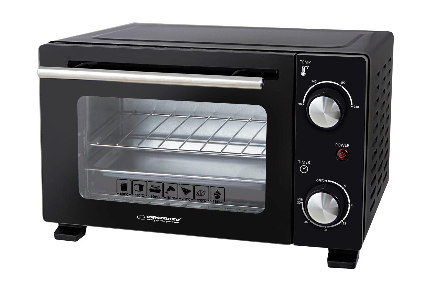 Miniovn Esperanza 10 l – 800 W, sort billede