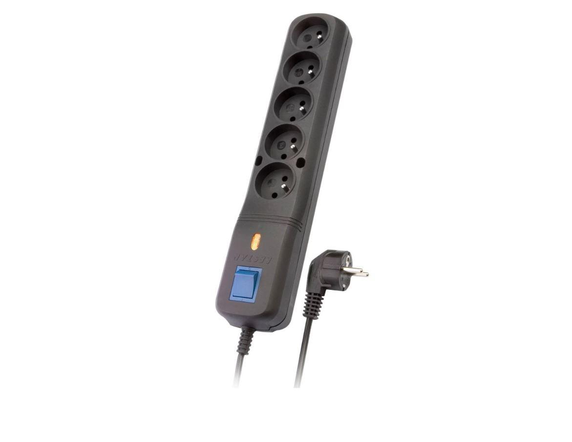 Stikdåse Lestar LV-530W - 5 udtag, sort, 3 m billede