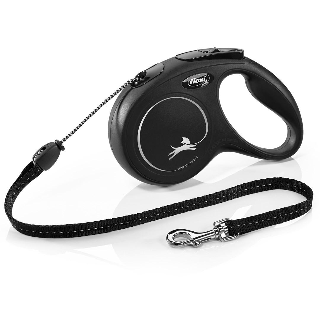 Hundesnor med automatisk oprul - flexi New Classic, 5 m, sort