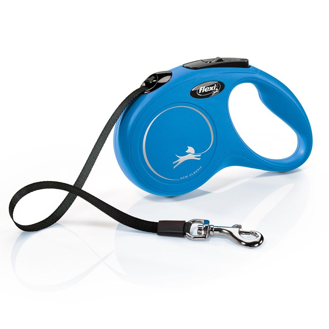 Hundeline med oprul - flexi New Classic, 5 m, blå (S) billede