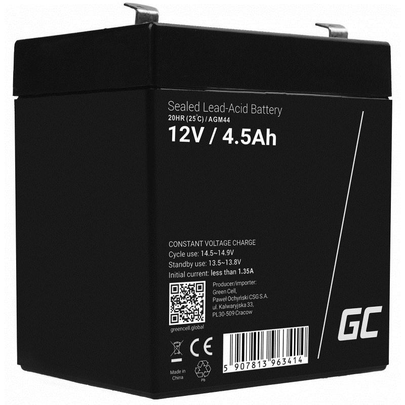 Batteri 12 V 4,5 Ah - Green Cell AGM44, forseglet blysyre (VRLA) billede