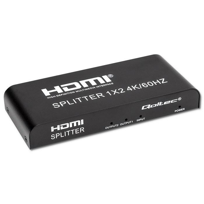HDMI splitter 1×2 - Qoltec - 4K 60 Hz, aktiv billede