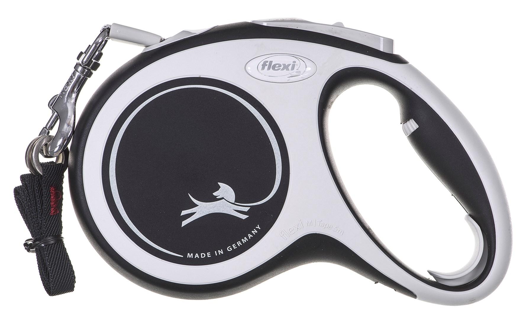 Hundeline udtrækkelig - flexi New Comfort M bånd 5 m, sort billede